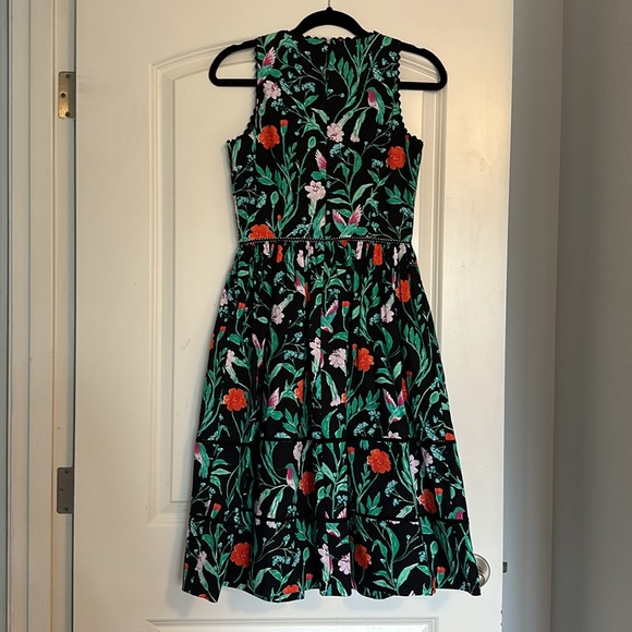 Kate Spade Navy Floral Hummingbird Dress - Size 0 - Picture 6 of 8